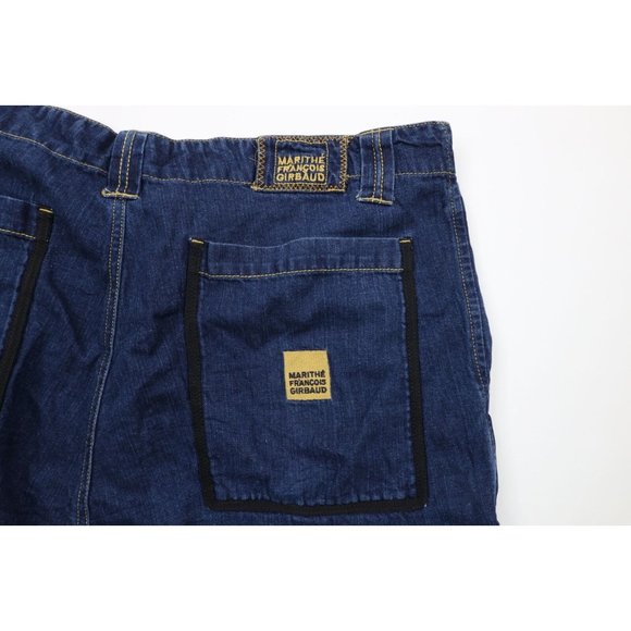Vintage 90s Marithe Francois Girbaud Mens 38 Distressed Baggy Strap Denim Shorts - Picture 13 of 14